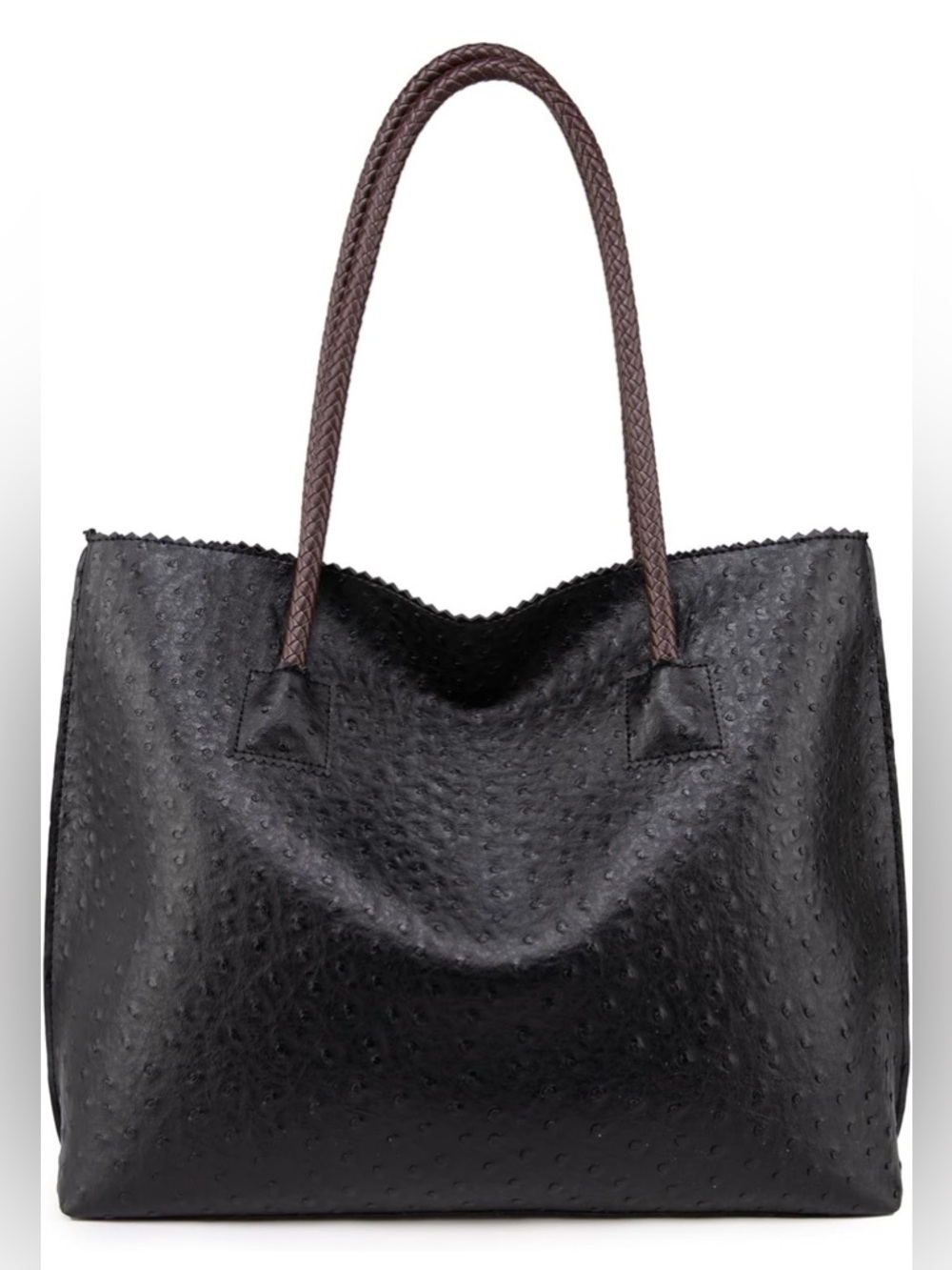 Milan Chiva Tote Bag for Women with Zipper Large Ostrich Vegan